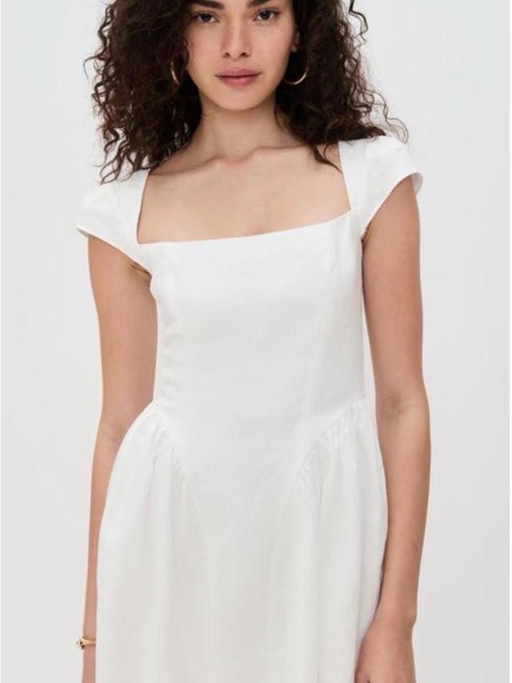 Reformation Classic White Square-Neck Midi Dress